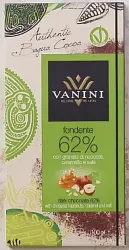 Шоколад горький "Vanini" 62% какао с Дробленым Фундуком, Карамелью и Солью, 100г