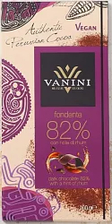 Шоколад горький "Vanini" 82% какао со вкусом Рома, 100г