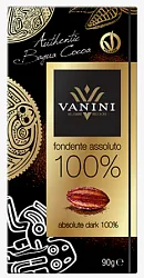 Шоколад горький "Vanini" 100% какао, 90г