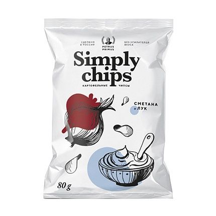 Чипсы simply chips  Сметана и лук, 80 г
