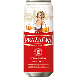 Пиво "Пражечка Классическое" свет.фильтр. ж/б 4% 0.5 л (Чехия)