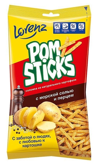Чипсы LORENZ "Pomsticks" соломкой с морской солью и перцем 100 г