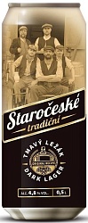 Пиво "Староческе традични" темное фильт. ж/б 4,8% 0,5л.